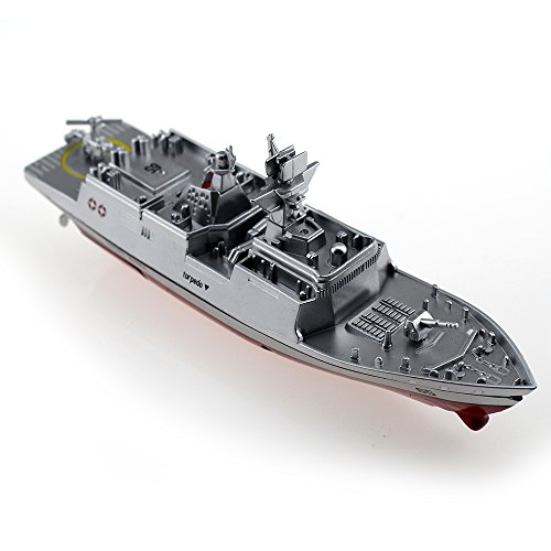 Tipmant Military RC Naval Ship Vessel Model Remote Control Boat Speedboat Yacht Electric Water Kids Toy - Silver