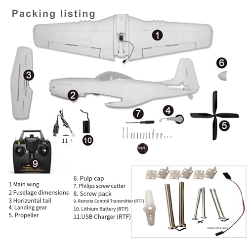 Large 29.5" P51 Mustang RC Aircraft for Professionals