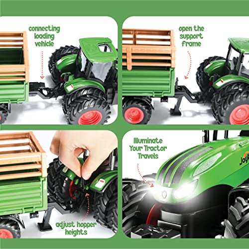 RC Truck and Trailer Set - Farm Toy with Lights/Sound