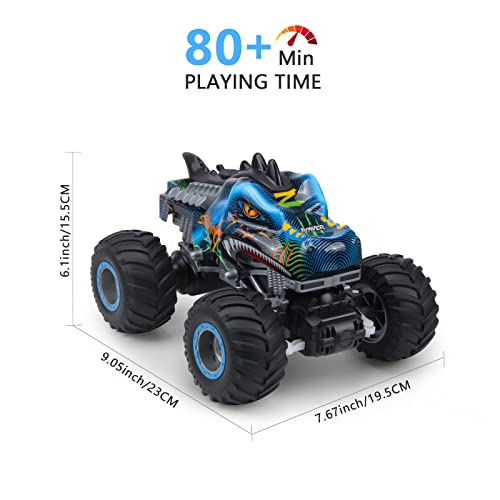 RC Dinosaur Monster Truck Toy - High Speed, LED Lights