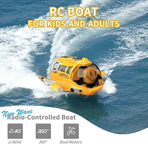 2.4GHz RC Motorboat with Lights, Spray, and 360° Rotation