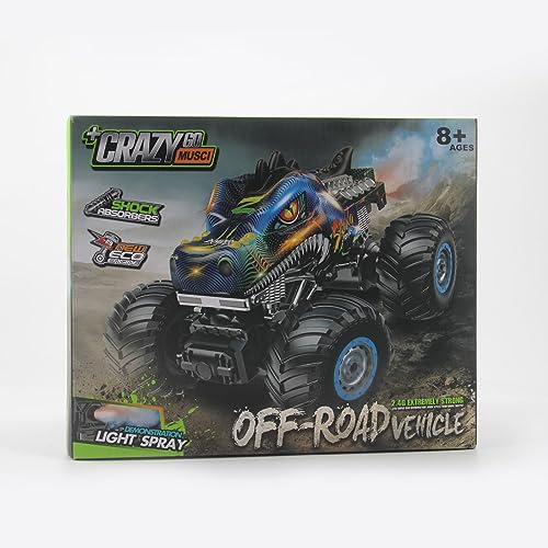 RC Dinosaur Monster Truck Toy - High Speed, LED Lights
