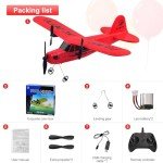 yusvwkj RC Airplane Easy to Fly EPP RC Plane with USB Charging, 2.4GHz Remote Control Glider,Suitable for Beginners, Children and Adults Red