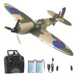 VOLANTEXRC RC Plane 4-CH Remote Control Airplane Ready to Fly Spitefire Radio Controlled Aircraft for Beginners with Xpilot Stabilization System, One Key Aerobatic (761-12 RTF)