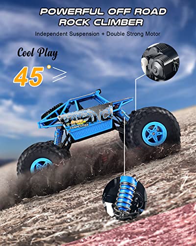 Blue Upgraded RC Rock Crawler for Kids