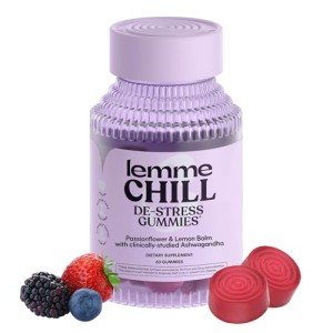 Lemme Chill Stress Relief Gummies with 300mg KSM-66 Ashwagandha, Lemon Balm, Passionflower & Goji to Support Relaxation, Healthy Cortisol & Sleep - Gluten-Free, Non-GMO, Mixed Berry (60 Count)