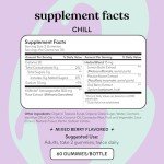 Lemme Chill Stress Relief Gummies with 300mg KSM-66 Ashwagandha, Lemon Balm, Passionflower & Goji to Support Relaxation, Healthy Cortisol & Sleep - Gluten-Free, Non-GMO, Mixed Berry (60 Count)