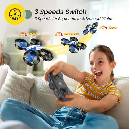 Blue Mini Drone with 3 Batteries - Beginners Welcome!