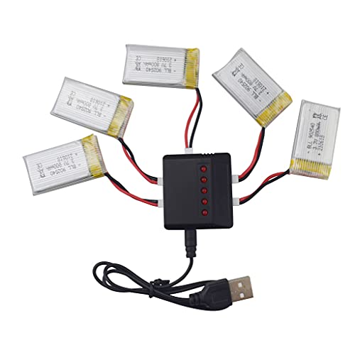 5 Lithium Batteries + Charger for Syma Drones
