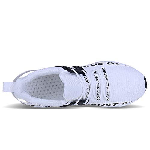 JSLEAP Men's Non-Slip Running Sneakers in White