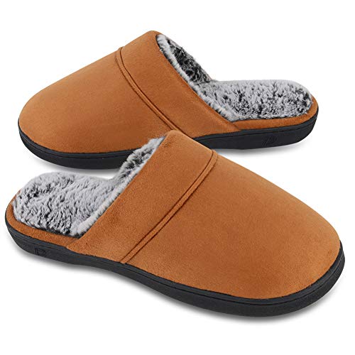 Men's Plush Memory Foam House Slippers - Brown