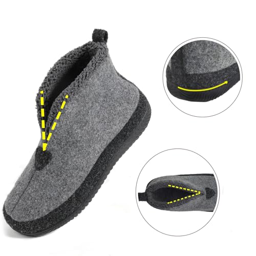 Men's Memory Foam Felt Slippers in Grey, Size 10