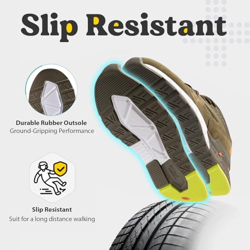 FitVille Men's Extra Wide Walking Sneakers - Army Green