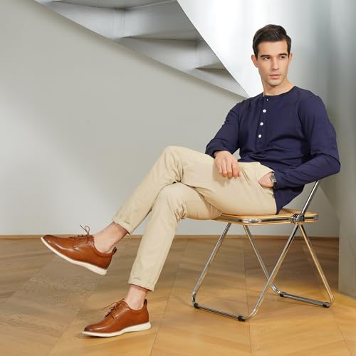 Jousen Men's Brown Derby Oxfords for Formal Comfort