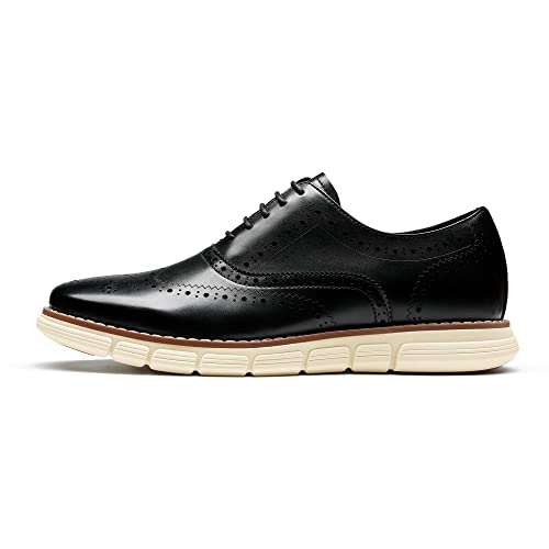 Bruno Marc Men's Black Wingtip Oxford Dress Sneakers