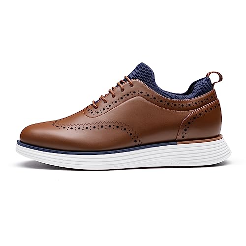 Bruno Marc Men's Wingtip Brogue Dress Sneakers, Brown