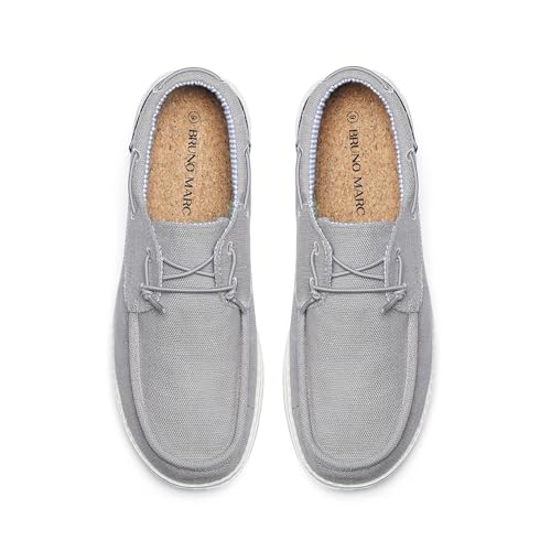 Bruno Marc Men's Slip-on Canvas Loafers, Grey, Size 11