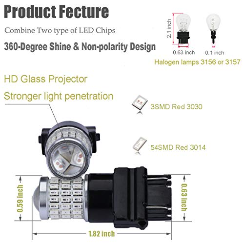 Super Bright Red LED 1157 2057 2357 BAY15d Bulbs