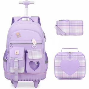 Girls' Rolling Backpack with Lunch Bag and Pouch