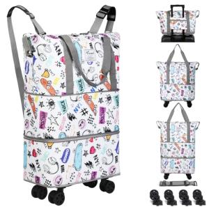 VOOWO Expandable Rolling Duffel Bag with Wheels
