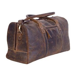 KomalC Distressed Tan Leather Weekend Duffle Bag