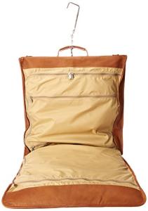 Piel Leather Tri-fold Garment Bag in Saddle