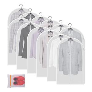 Clear Garment Bags for Hanging Clothes - Set of 12