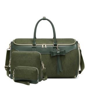 Convertible Leather Garment Duffle Bag Set