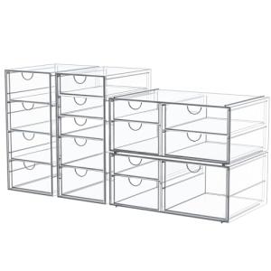Clear Makeup Organizer with 16 Drawers and Accessories