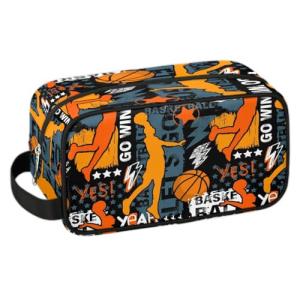 Waterproof Basketball Toiletry Bag for Kids and Teens