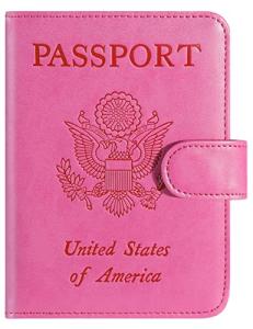 RFID Blocking Leather Passport Holder Wallet - Pink
