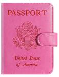 RFID Blocking Leather Passport Holder Wallet - Pink