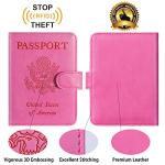 RFID Blocking Leather Passport Holder Wallet - Pink
