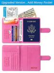 RFID Blocking Leather Passport Holder Wallet - Pink