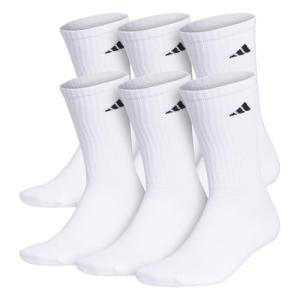 adidas Men's 6-Pack Cushioned Crew Socks, Large