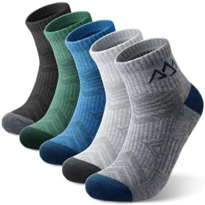 Innotree Merino Wool Hiking Quarter Socks, 5 Pairs