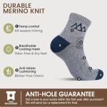 Innotree Merino Wool Hiking Quarter Socks, 5 Pairs