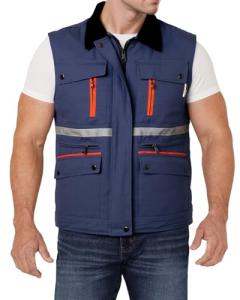 Yukirtiq Men's Reflective Travel Cargo Vest, Navy