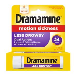 Dramamine All Day Less Drowsy, Motion Sickness Relief, 8 Count