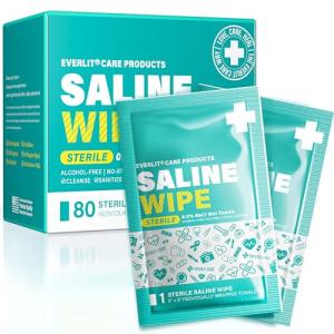 Everlit Saline Wipes for Sensitive Skin, 80 Pcs