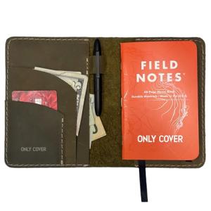 Moss Green Leather Cover for Notes and Passport
