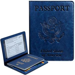 Navy Blue RFID Blocking Passport Holder Wallet