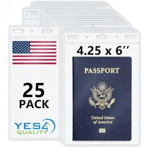 Clear Vertical Passport and ID Badge Holders - 25 Pack