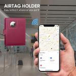 Rose Red RFID Passport Holder with AirTag Slot