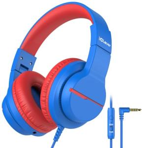 iClever Kids Over-Ear Headphones with Mic, Blue