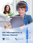 iClever Kids Over-Ear Headphones with Mic, Blue