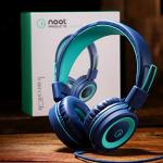 Foldable Tangle-Free Kids Headphones - Navy/Teal