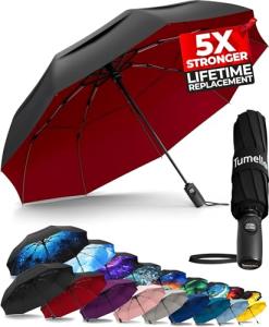 TUMELLA Compact Windproof Travel Umbrella - Lightweight & Durable