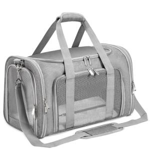 Collapsible Soft Pet Carrier for Travel, Gray