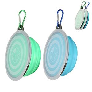 Collapsible Dog Bowls with Covers - 2 Pack